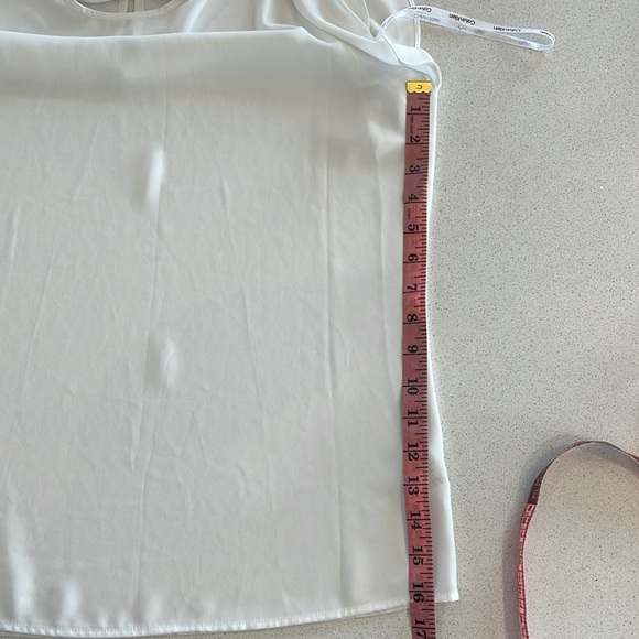 Calvin Klein Tie-neck Ruffled Cap-sleeve Blouse In White Size L - Picture 10 of 11